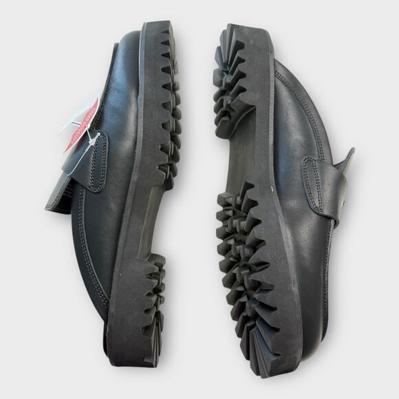 NEW Penny Loafer Mule Womens 10 Black Leather Lug Sole Slide On Waterproof. - Picture 7 of 12